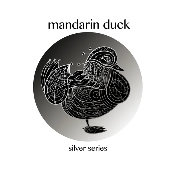 Ilustración vectorial del pato pájaro decorativo Mandarín . — Vector de stock