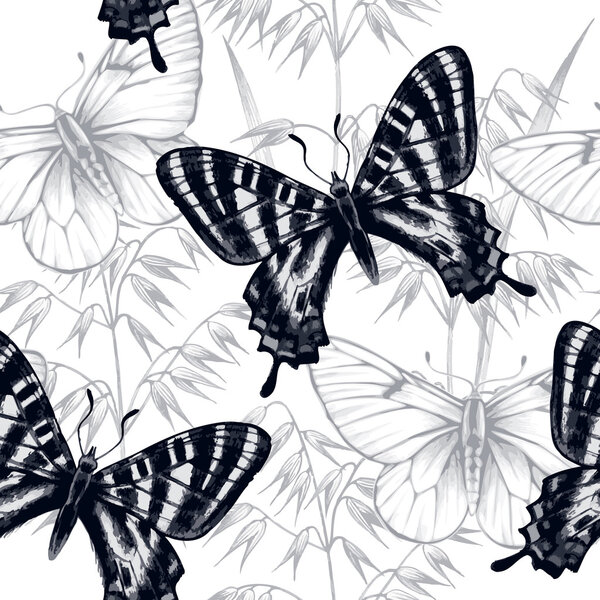 Seamless pattern with butterflies.