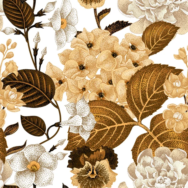 Patrón floral vector sin costura. — Vector de stock