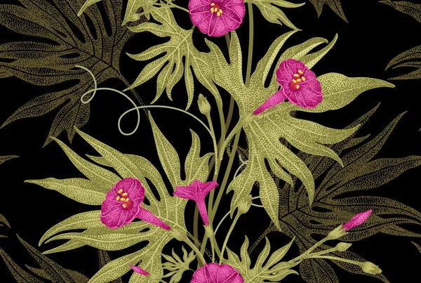 Векторный бесшовный цветочный узор в винтажном стиле . — стоковый вектор