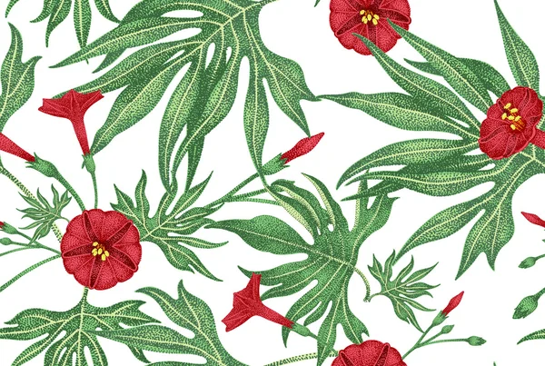 Векторный бесшовный цветочный узор в винтажном стиле . — стоковый вектор