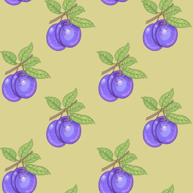 Erik meyveleri ile dikişsiz desen