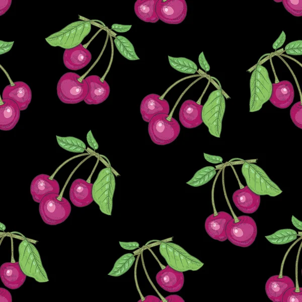 樱桃浆果无缝制图案 — 图库矢量图片