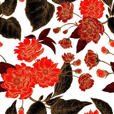 Çin erik çiçekleri ile Vektör dikişsiz desen.