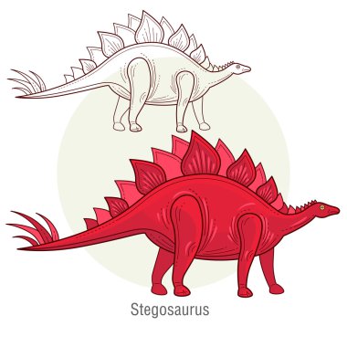 Bir dinozorun vektör görüntüsü - Stegosaurus.