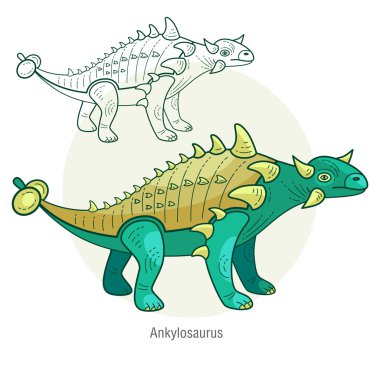 Bir dinozorun vektör görüntüsü - Ankylosaurus.