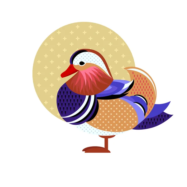 Vektorillustration der Vogel-Mandarin-Ente. — Stockvektor