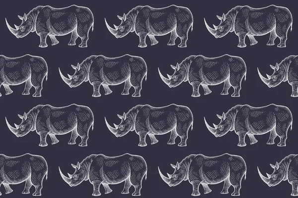 Patrón sin costuras con rinocerontes africanos . — Vector de stock