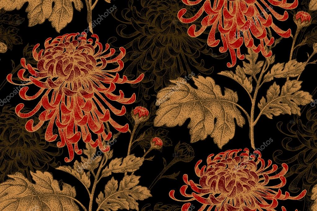 Black And Red Floral Wallpaper