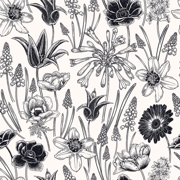 Floral Seamless Pattern Vintage Spring Background Vector Illustration Art Lovely — Image vectorielle