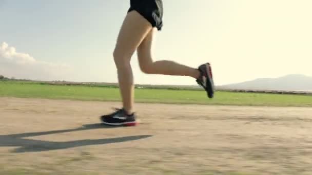 Benen Close Jong Aziatisch Vrouw Loper Atleet Joggen Oefening Training — Stockvideo