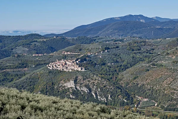 Colinas Valnerina Província Terni Com Cidade Montefranco — Fotografia de Stock