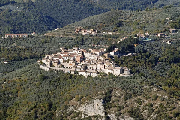 Vista Para Aldeia Montefranco Valnerina Província Terni Umbria Itália — Fotografia de Stock