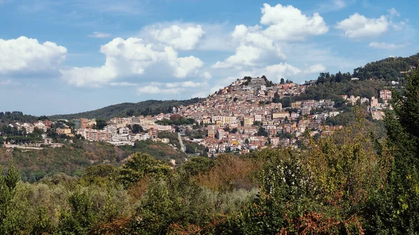 Panorama Rocca Papa Pequeño Pueblo Alban Hills Roma Lazio Italia Imagen De Stock
