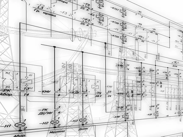 Esquema de ingeniería de conexión de equipos de automatización — Foto de Stock