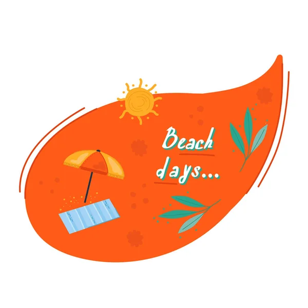 Δημιουργική Φούσκα Ομιλίας Beach Ημέρες Doodle Πολύχρωμο Αυτοκόλλητο Καλοκαίρι Χαριτωμένα — Διανυσματικό Αρχείο