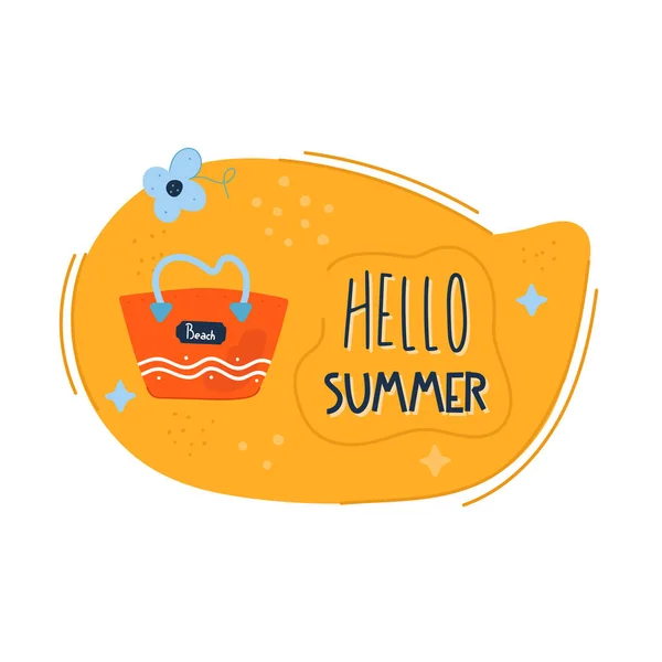 Kreative Sprechblase Hallo Sommer Kritzeln Sie Bunte Sommer Sticker Mit — Stockvektor