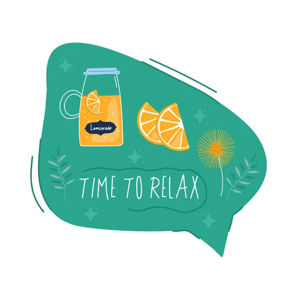 Creative Speech Bubble Time Relax Doodle Colorful Summer Sticker Cute Royalty Free Stock Illustrations