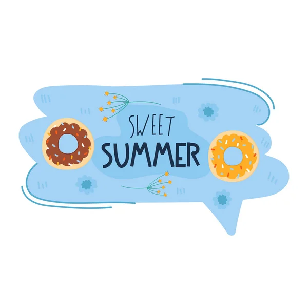 Kreative Sprechblase Süßer Sommer Kritzeln Sie Bunte Sommer Sticker Mit — Stockvektor