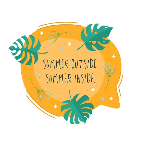 Ομιλική Φούσκα Καλοκαίρι Έξω Καλοκαίρι Μέσα Doodle Πολύχρωμο Αυτοκόλλητο Καλοκαίρι — Διανυσματικό Αρχείο