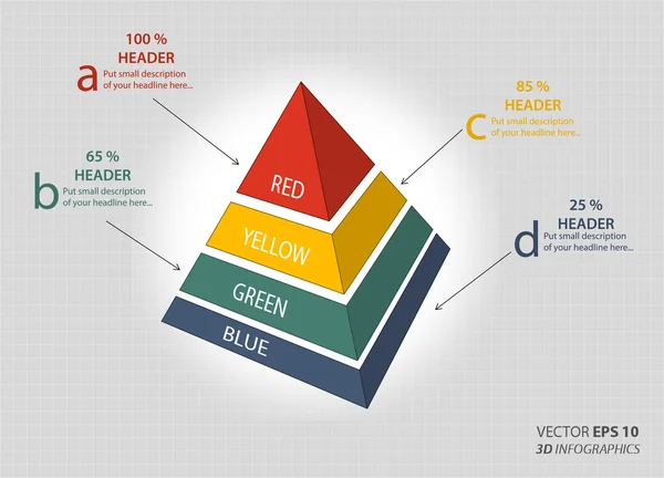 Triángulo creativo de infografías vectoriales 3D para negocios o no profesionales — Vector de stock