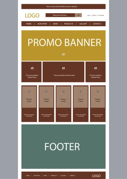 Webbplats layout för företag eller ideell organisation — Stock vektor