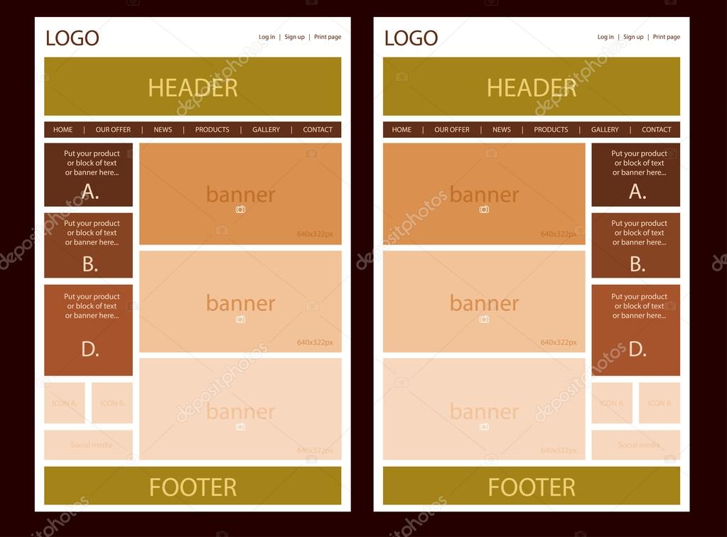 Website layout for business or non-profit organization