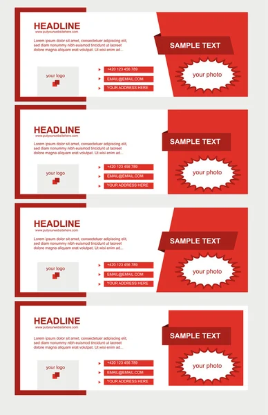 Vector set of facebook timeline red covers — Stock Vector