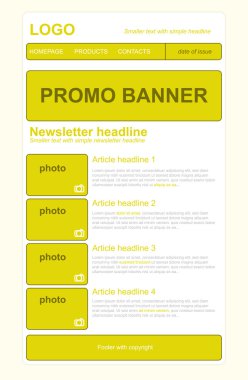 İş tarzı ile sarı bülten şablonu