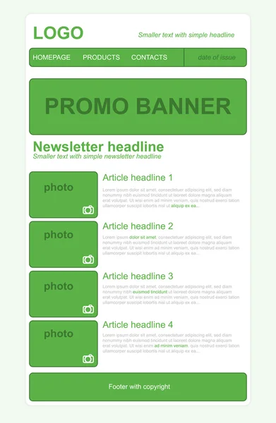 Modèle vert Newsletter avec style d'entreprise — Image vectorielle