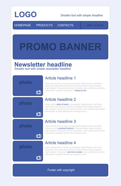 Newsletter plantilla azul con estilo empresarial — Vector de stock