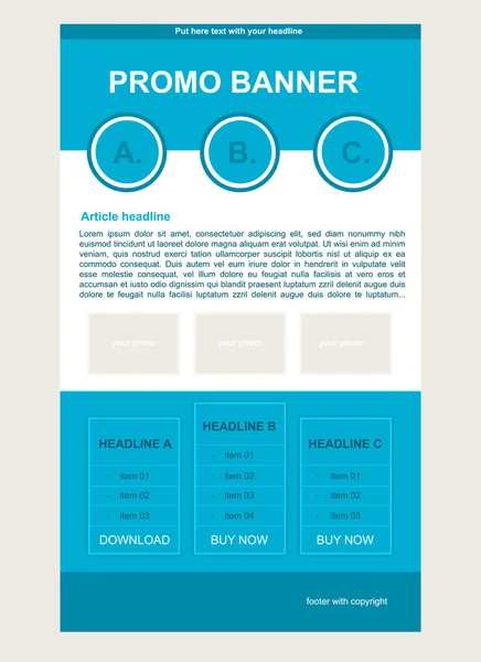 Newsletter plantilla azul con estilo empresarial — Vector de stock