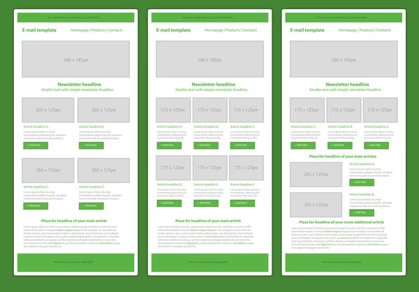 Professional flat stijl groene nieuwsbriefsjabloon met ronde cor — Stockvector