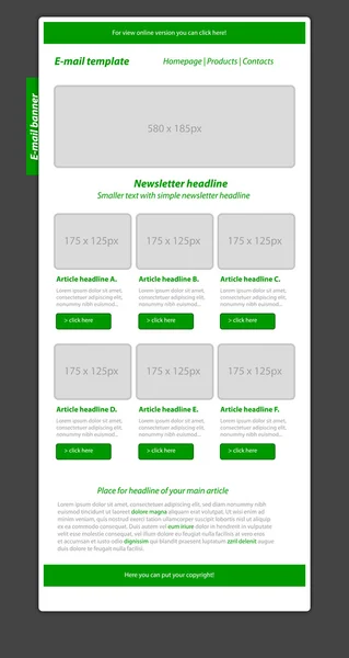 Professionell verksamhet nyhetsbrev gröna stilmall — Stock vektor