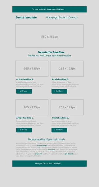 Newsletter dark green template with business style — Stock Vector