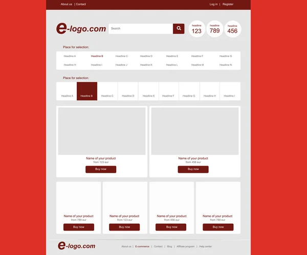 Web sitesi moda kırmızı renk şablonu