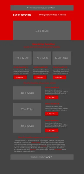 Newsletter plantilla roja con estilo empresarial — Archivo Imágenes Vectoriales