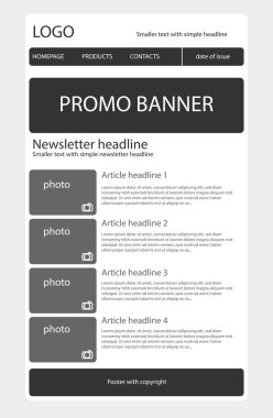 Siyah ve beyaz bülten şablonu