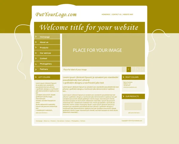 Website gold template layout with text Vector Graphics