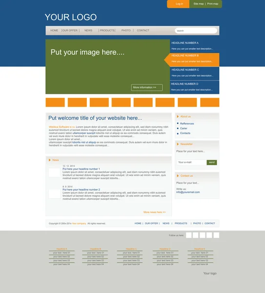 Responsive business web layout for company or non-profit organiz — Stockový vektor