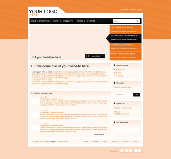 Responsive business web layout for company or non-profit organiz — Stockový vektor