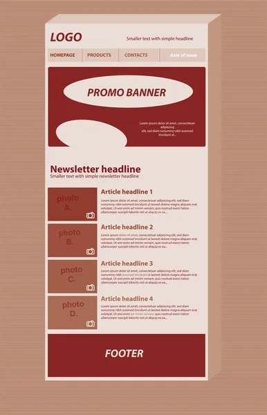 Reattivo modello di layout newsletter per le imprese o senza scopo di lucro — Vettoriale Stock