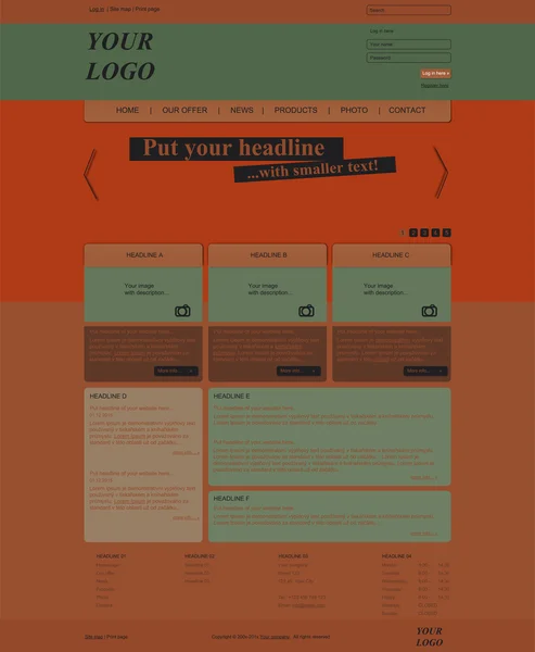 Responsive web layoutmall för företag eller ideella organi — Stock vektor