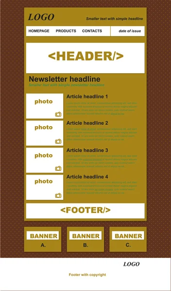 Responsive newsletter template for business or non-profit organi — Stock Vector