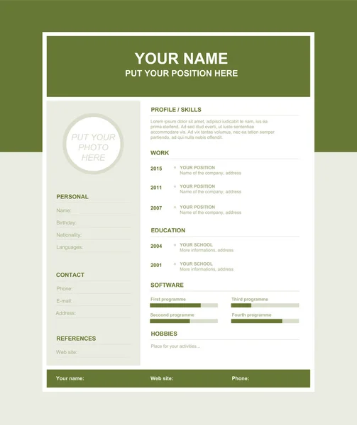 Vector simple resume template — Stock Vector