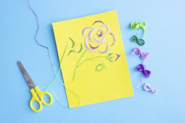 How to make a postcard rose with your own hands from threads using the isothread technique, congratulations on mothers day, on birthday, step by step, step 12