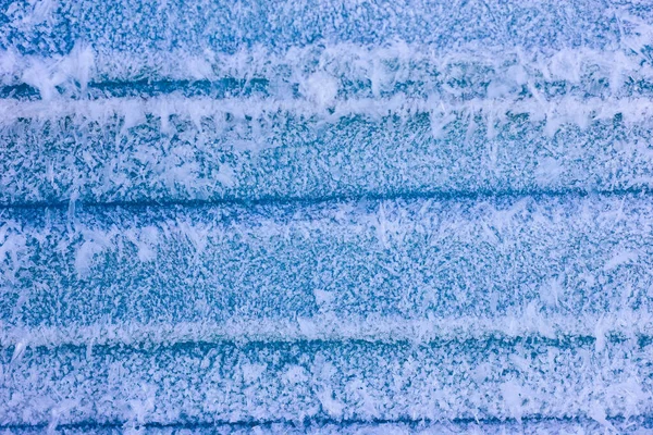 Congelado Pared Azul Dibujo Helado Una Pared Hierro —  Fotos de Stock