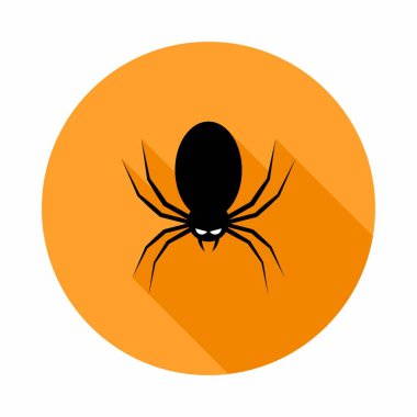 Cadılar Bayramı örümcek ikonu parlayan gözler, Cadılar Bayramı tatili. İzole edilmiş bir ikon. Düz biçim vektör illüstrasyonu.