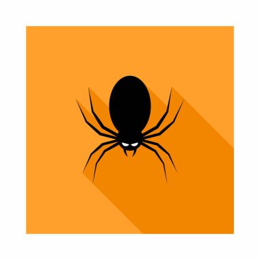 Cadılar Bayramı örümcek ikonu parlayan gözler, Cadılar Bayramı tatili. İzole edilmiş bir ikon. Düz biçim vektör illüstrasyonu.