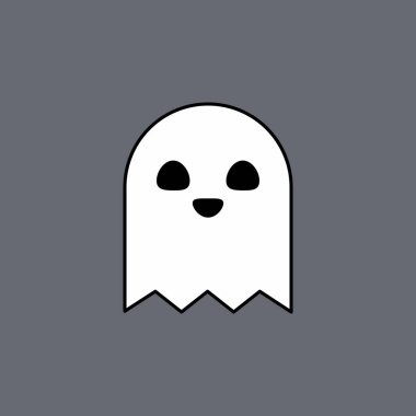 Cadılar Bayramı hayaleti, korkunç ya da şirin çizgi film hayaleti, Cadılar Bayramı tatili. Arkaplan rengi. İzole edilmiş bir ikon. Düz biçim vektör illüstrasyonu.